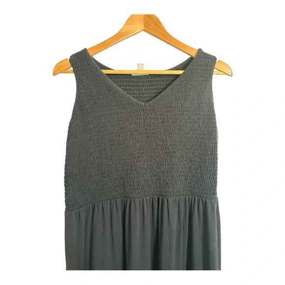 J Jill Black smocked Midi Sleeveless Dress L - Picture 4 of 4